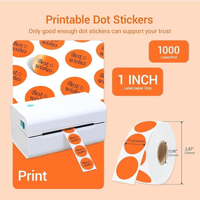 1 Inch Circle Dot Stickers 1000 PCS Color Coding Thermal Labels Dots Writable - Image 2
