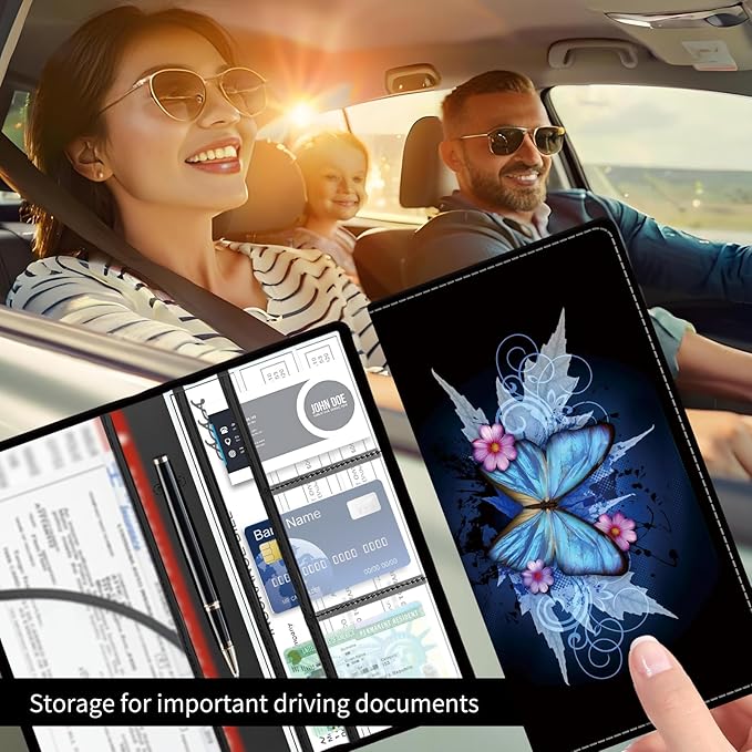 Premium Car Registration and Insurance Card Holder, Cute PU Leather Car - Image 2