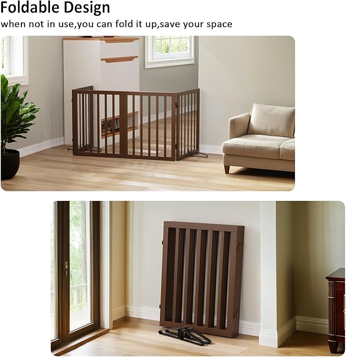 Dog Gate for Doorways 32" Tall Freestanding Dog Gate for Stair Foldable Pet - Image 3