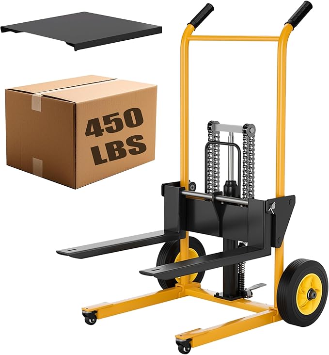 Foldable Material Lift Winch Stacker, 450LBS 36" Pallet Stacker, 2-in-1 Hand by GalfTop
