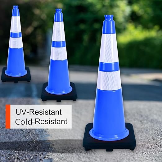BESEA 6PACK 28 inch Traffic Safety Cones Blue Road Parking Cones 28" Heavy Duty - Image 4