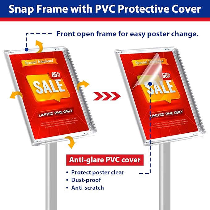 Sign Stand 8.5x11inch Pedestal Sign Holder Poster Stand 3Packs Adjustable Floor - Image 5