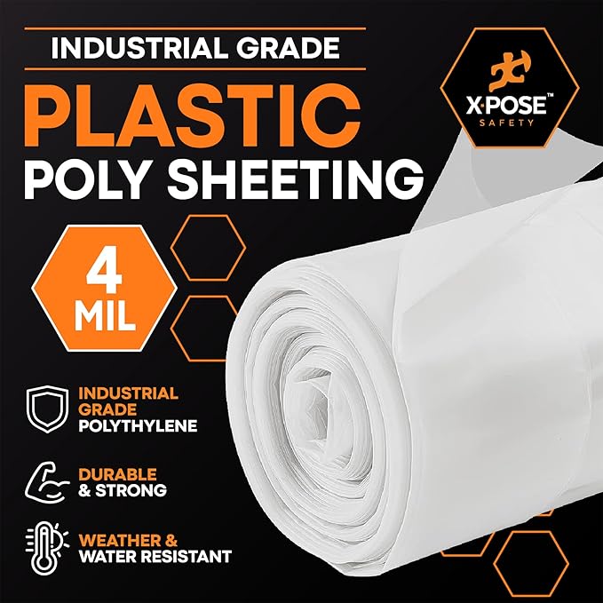Xpose Safety Clear Plastic Sheeting – 10' x 100' Rolls – Heavy Duty 4 Mil Poly - Image 3