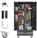 SUXXAN Broom Closet with Wheels 71"x 31.5"x15.75", Metal Cleaning Cabinets with by SUXXANFurniture