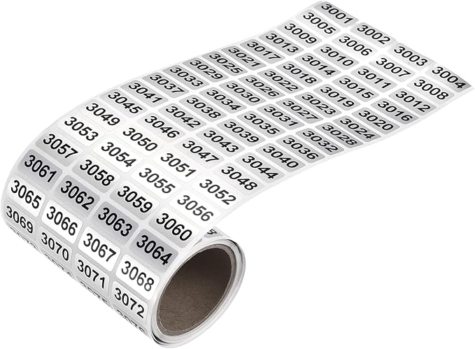 MECCANIXITY 3001 to 4000 Consecutive Number Stickers Inventory Label Black by MECCANIXITY