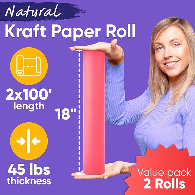 18" x 1200" Pink Kraft Paper Roll - Image 3