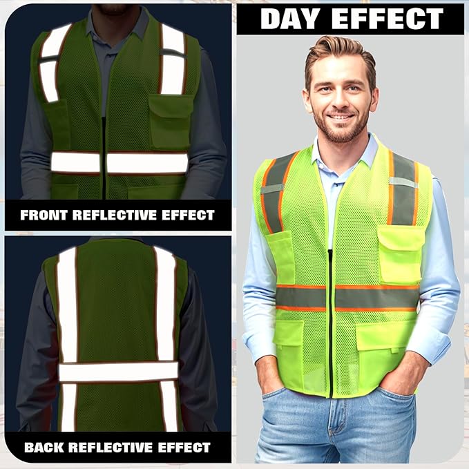 BeautyWill 10/20 Pack Custom Logo Safety Vest, Bulk High Visibility Class 2 - Image 2