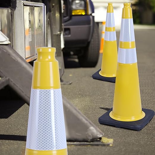 OrangeStar 6-Pack 36" Yellow Traffic Cones - Image 3