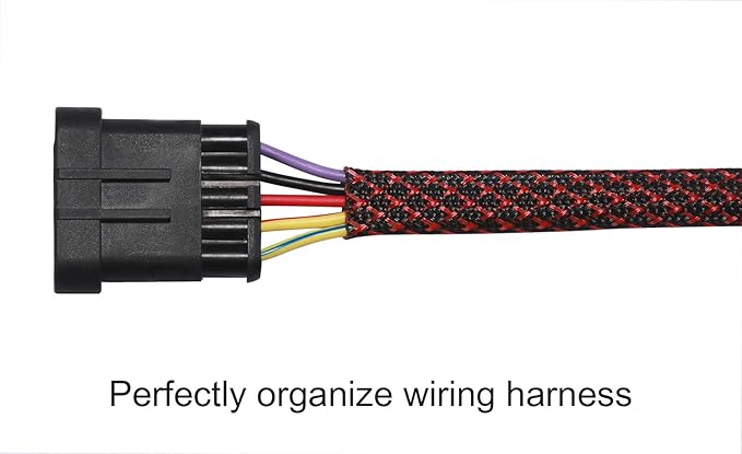 25ft - 1/4 inch PET Expandable Braided Sleeving – BlackRed – Alex Tech Braided - Image 3