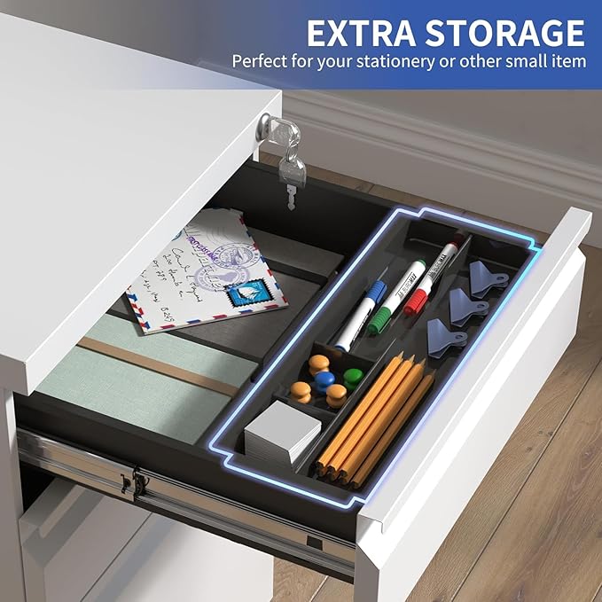 3 Drawer File Storage Cabinet, File Cabinets - Image 9