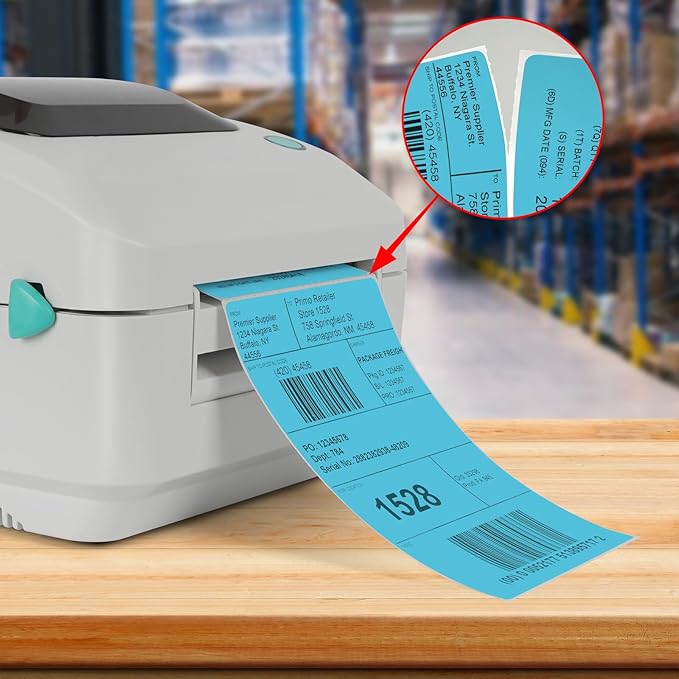 Blue Direct Thermal Labels 4 × 6 Inch Vinyl Self-Adhesive Fanfold Shipping - Image 2