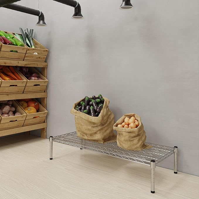18''W x 42''L x 8''H Chrome Plated Wire Dunnage Rack | Off The Floor Storage - Image 2