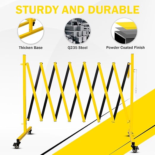 11 Traffic Barricade with Casters, Metal Expandable Barricade, Folding Security - Image 3