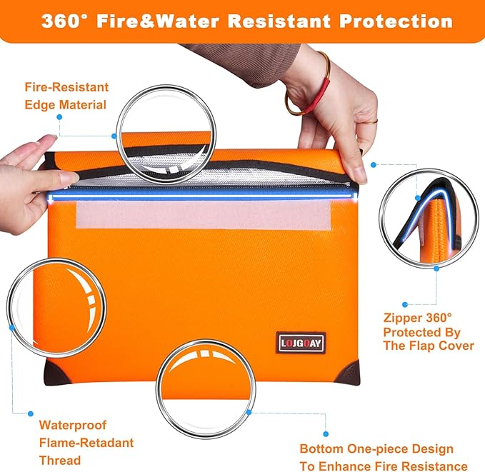 Fireproof Bag with 5200℉ Thermal Insulated, Waterproof Fireproof Box with Zipper - Image 5