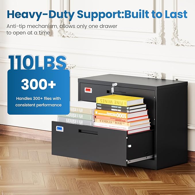2 Drawer File Cabinet, Lateral Filing Cabinets - Image 7