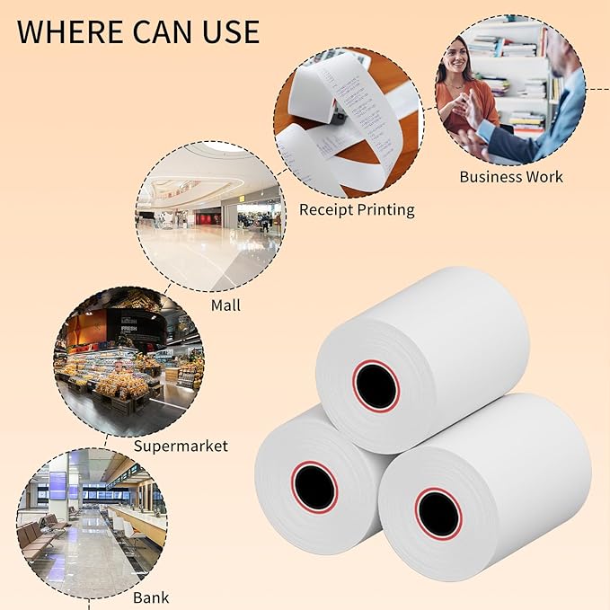 Thermal Receipt Paper Rolls, 2-1/4 x 50 inches, 400 Rolls, Compatible - Image 6