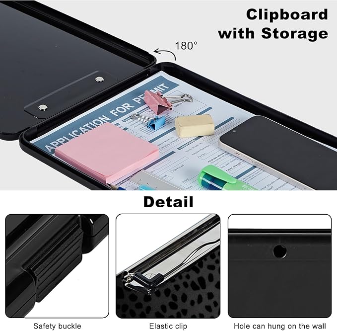 Clipboard with Storage, Plastic Storage Clipboard with Low Profile Clip - Image 3