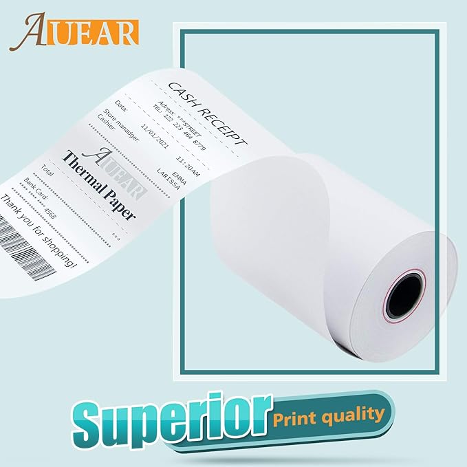 AUEAR, Thermal Cash Register POS Paper Rolls, 2 1/4" x 85' - Image 6