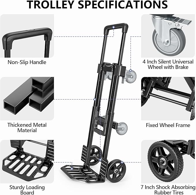 KEDSUM 3-in-1 Convertible Hand Truck Dolly, 600LBS Heavy Duty Dolly Cart - Image 6