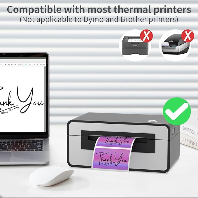 MFLABEL 2.25" x 1.25" Holographic Purple Thermal Labels, Small Business Logo - Image 3