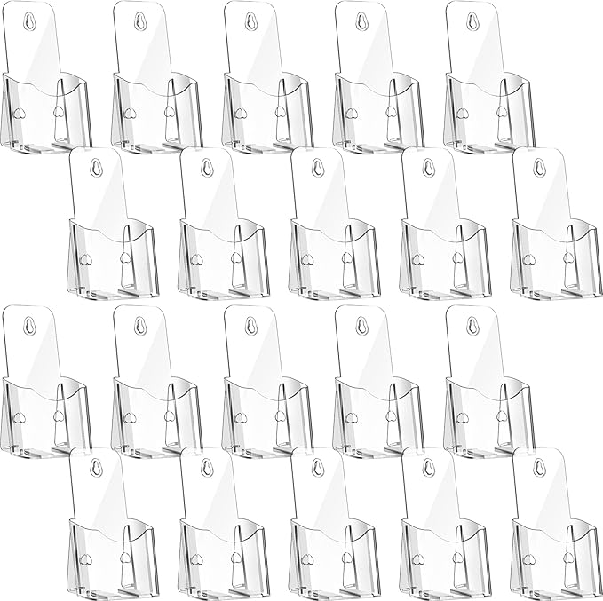 Yookeer 20 Pieces Brochure Holder Stand Acrylic Pamphlet Holder 4x7.9 Inches by Yookeer