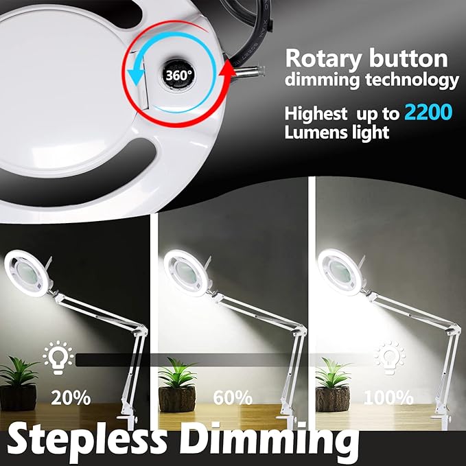 10X Magnifying Glass with Light, KIRKAS 2, 200 Lumens LED Magnifying Lamp with - Image 3