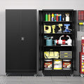 Metal Storage Cabinet with Wheels, Tall Garage Storage Cabinet with 4 by LISSIMO