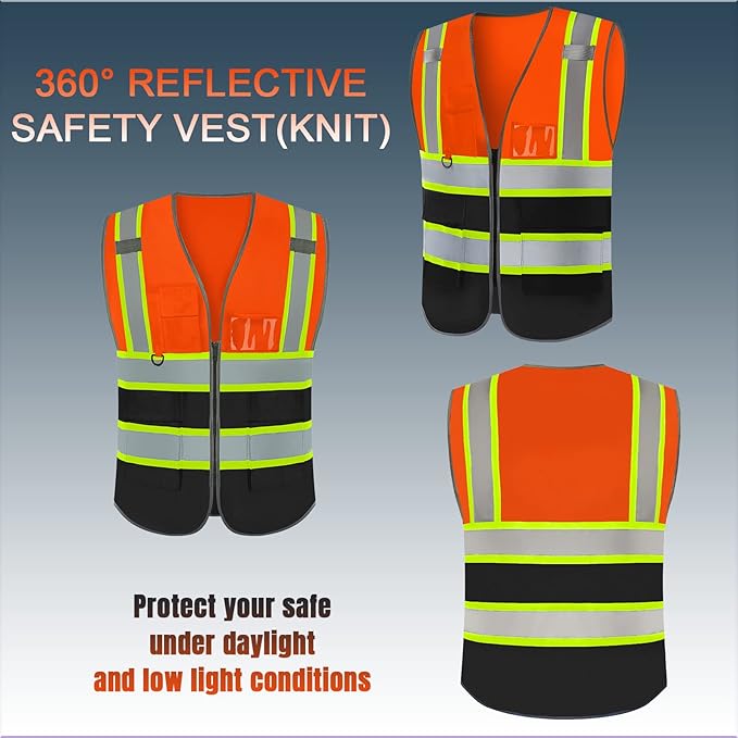 BeautyWill Custom Logo Safety Vest Class 2 High Visibility Reflective Vest - Image 2