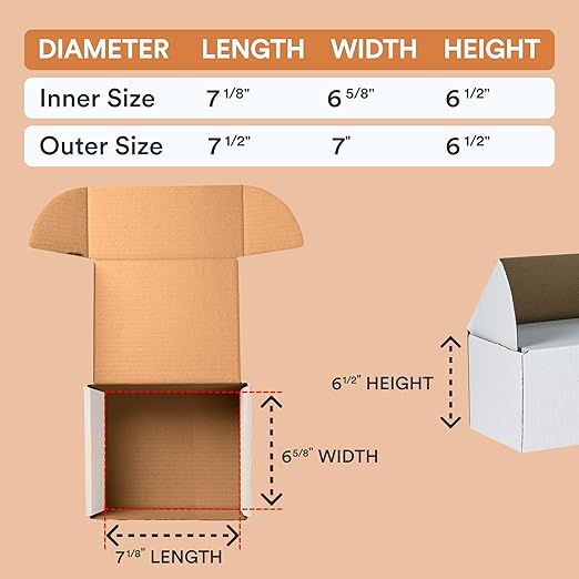 Box USA 7" Deluxe Shipping Boxes, 7 1/2"L x 7"W x 6 1/2"H, Gifts or Bulk - Image 2