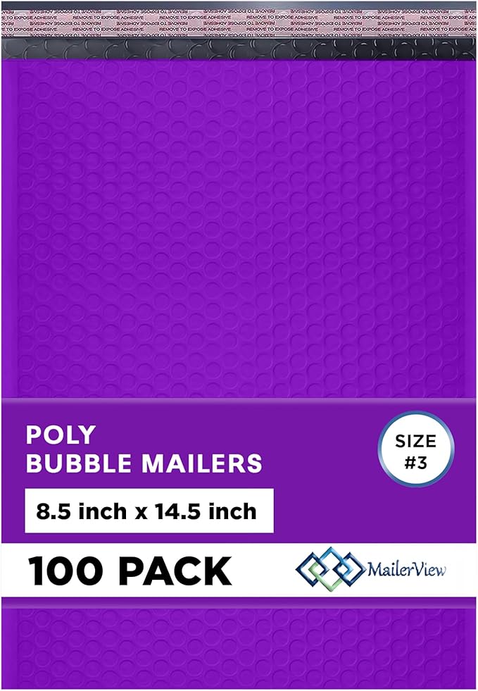 Purple Poly Bubble Mailers 8.5x14.5 inch #3 | Self Seal Padded Envelopes | by MAILERVIEW