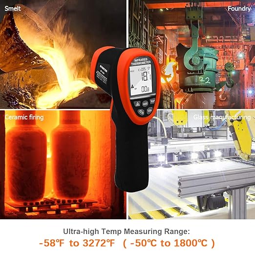 BTMETER BT-1800 Non Contact Pyrometer High Temperature Infrared Thermometer Gun - Image 5