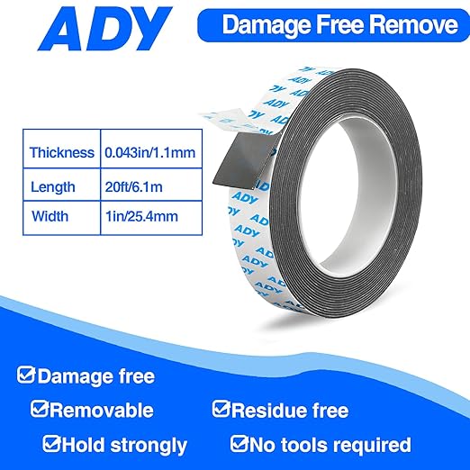 ADY Removable Double Sided Foam Tape Heavy Duty 1in x 20ft, Adhesive Foam Tape - Image 2