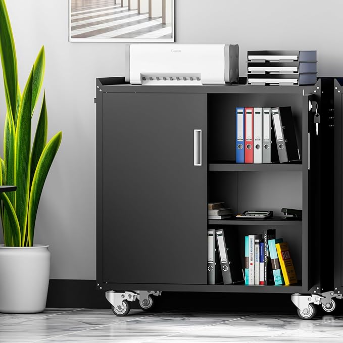 Metal Storage Cabinet with Wheels - Image 5