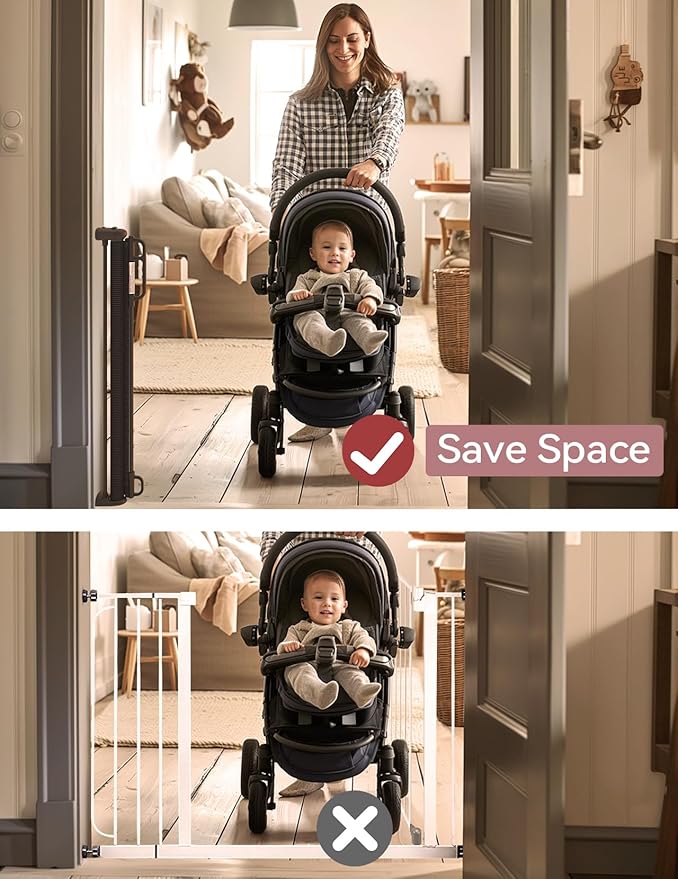 Momcozy Retractable Baby Gate, Extends up to 55" Wide, Child Safety Baby Gates - Image 4