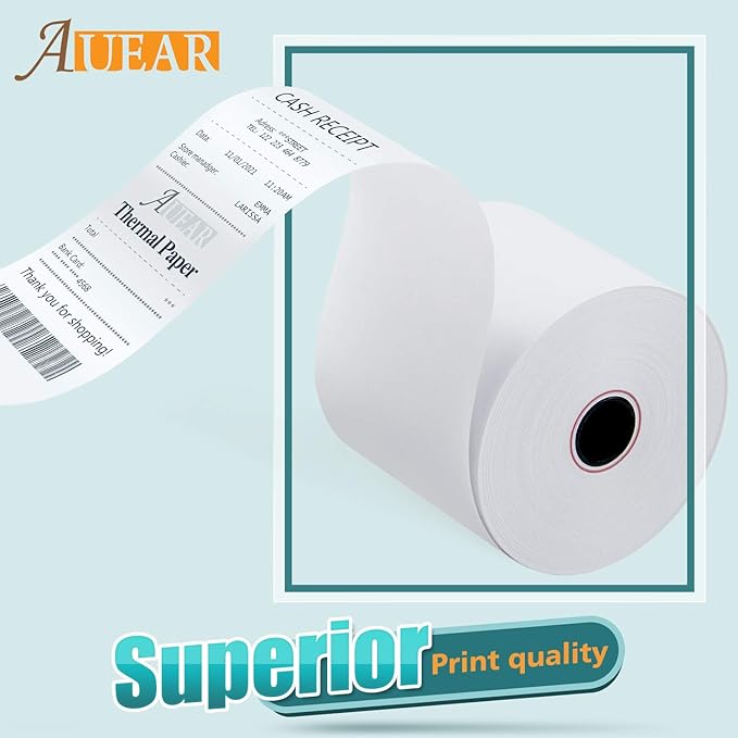 AUEAR, Thermal Cash Register POS Paper Rolls, 2 1/4" x 230' - Image 6