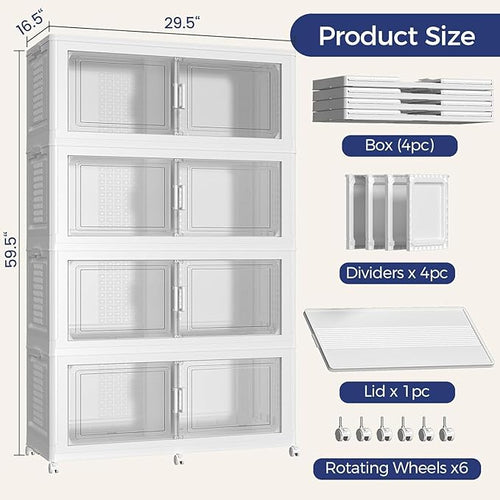 160GAL Storage Bins with Lid and Wheels, Stackable Closet Organizers and - Image 2