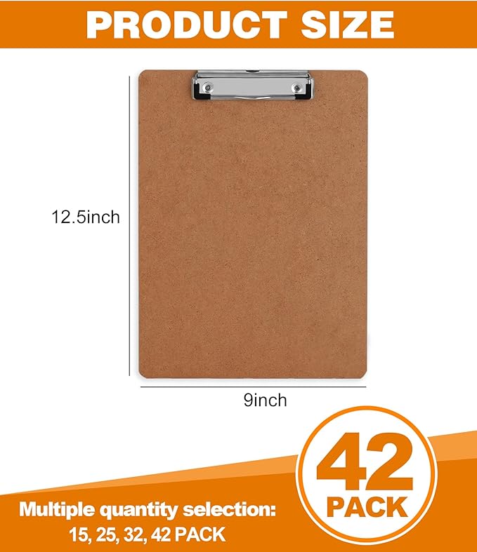 Clipboards, HERKKA 42 Pack Hardboard Office Clipboards Low Profile Clip - Image 2