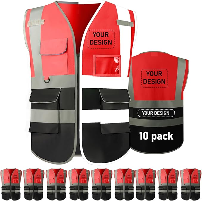 BeautyWill 10/20 Pack Custom Logo Safety Vest, Bulk High Visibility Class 2 by BeautyWill