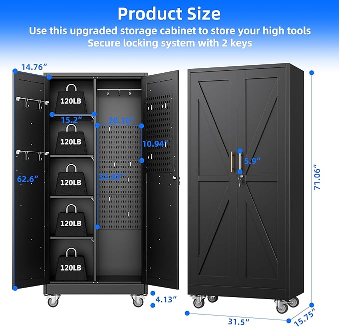 Aobabo Metal Broom Closet Storage Cabinets - Image 2