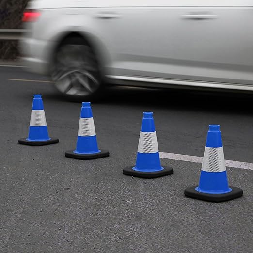 6 Pack 12" Inch Blue PVC Traffic Cones - Image 5