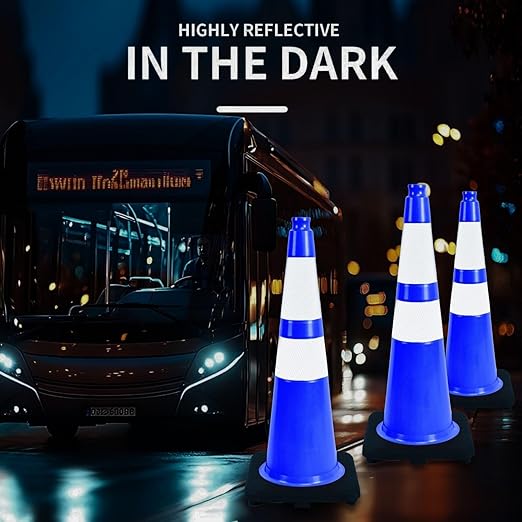 BESEA 4PACK 28 inch Traffic Safety Cones Blue Road Parking Cones 28" Heavy Duty - Image 6