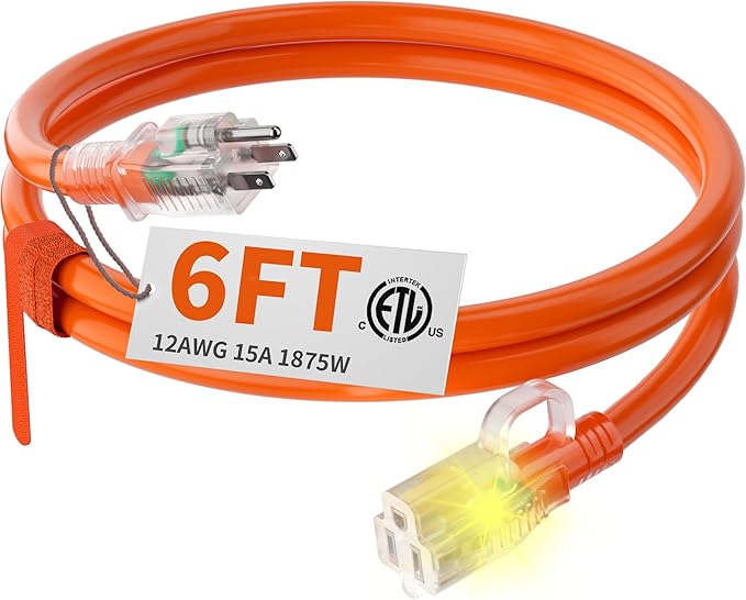 HUANCHAIN 12/3 Gauge Heavy Duty Outdoor Extension Cord 6 ft Waterproof by huanchain