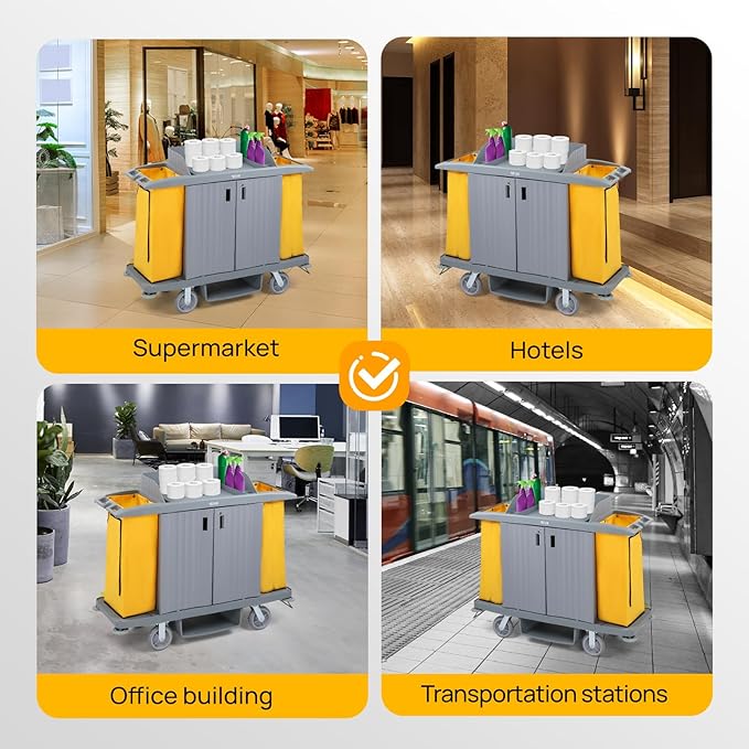 TUFFIOM Industrial Multifunctional Locking Hotel Cart, Commercial Traditional - Image 6