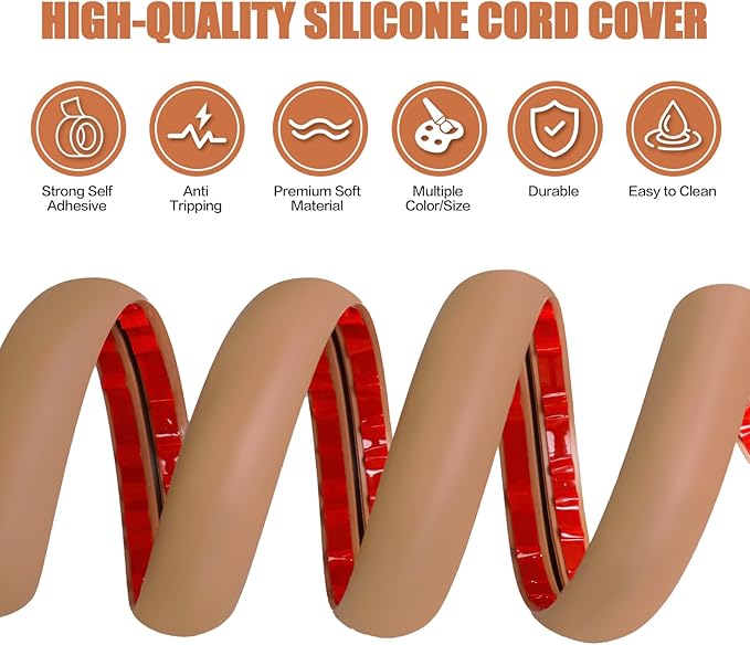 Floor Cord Cover Cavity 0.8"x0.37" Self Adhesive Cord Hider, 3.3FT Low Profile - Image 3