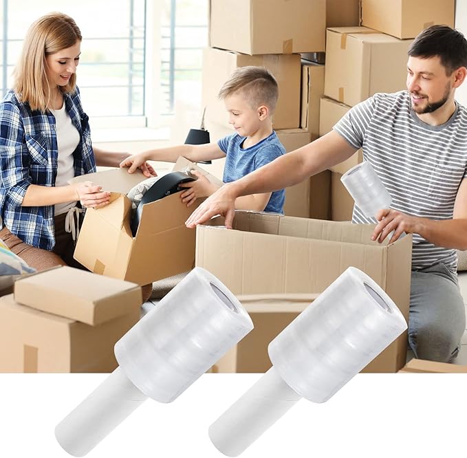 6 Pack Stretch Wrap Film with Handle, 80 Gauge Thick Industrial Strength Hand - Image 4