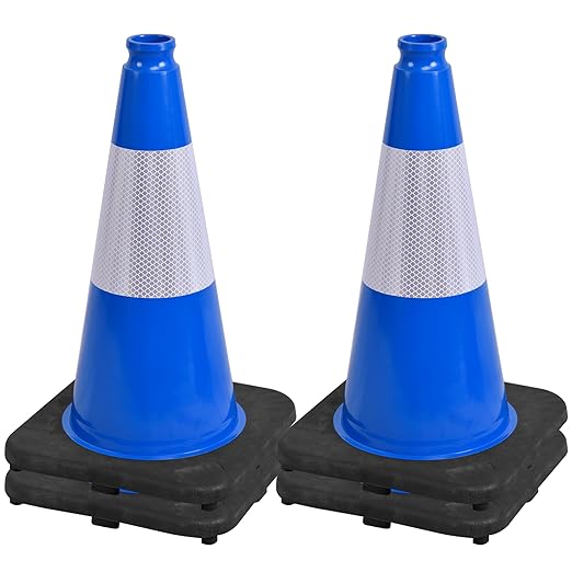 OrangeStar 18" Traffic Cones 4-Pack Blue Safety Cones by OrangeStar