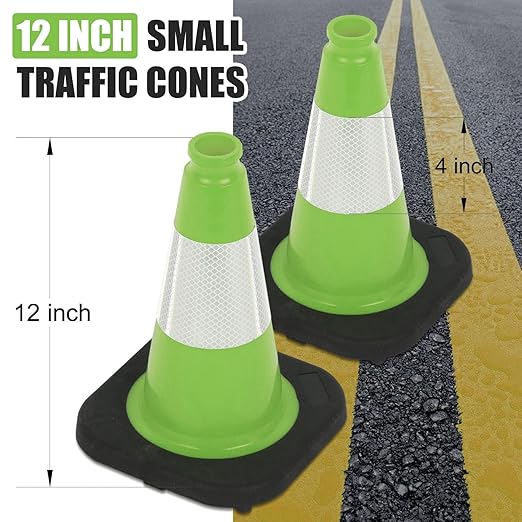 Fluorescent Orange/Green PVC Traffic Cones, Heavy Black Base Parking Lot Cone - Image 2