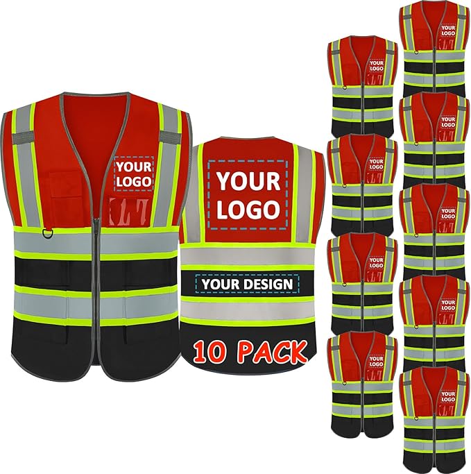 BeautyWill Custom Logo Safety Vest Class 2 High Visibility Reflective Vest by BeautyWill