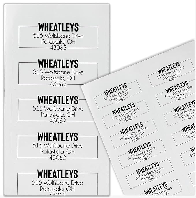 Return Address Labels Personalized, 1 Sheet = 30 Labels, 2.6"L x 1"H by Labels