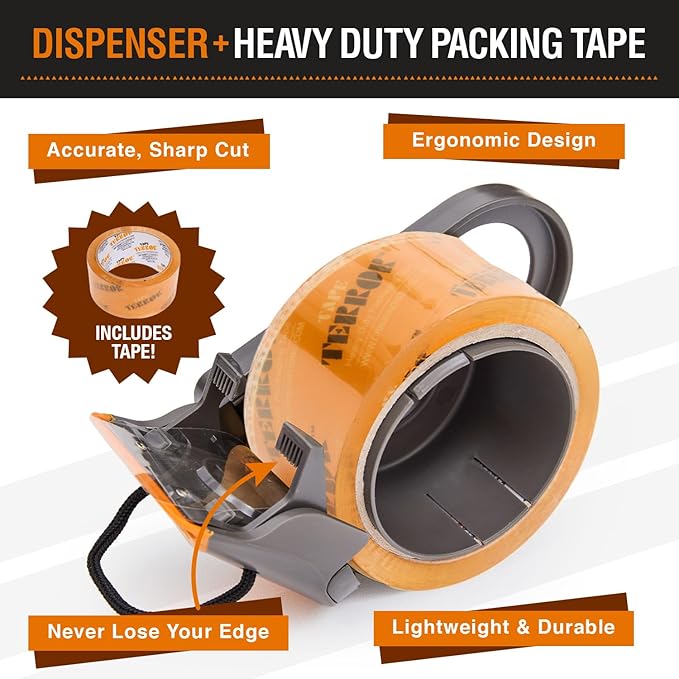Clear Packing Tape with Dispenser – Heavy Duty, Refillable, Compatible with - Image 2